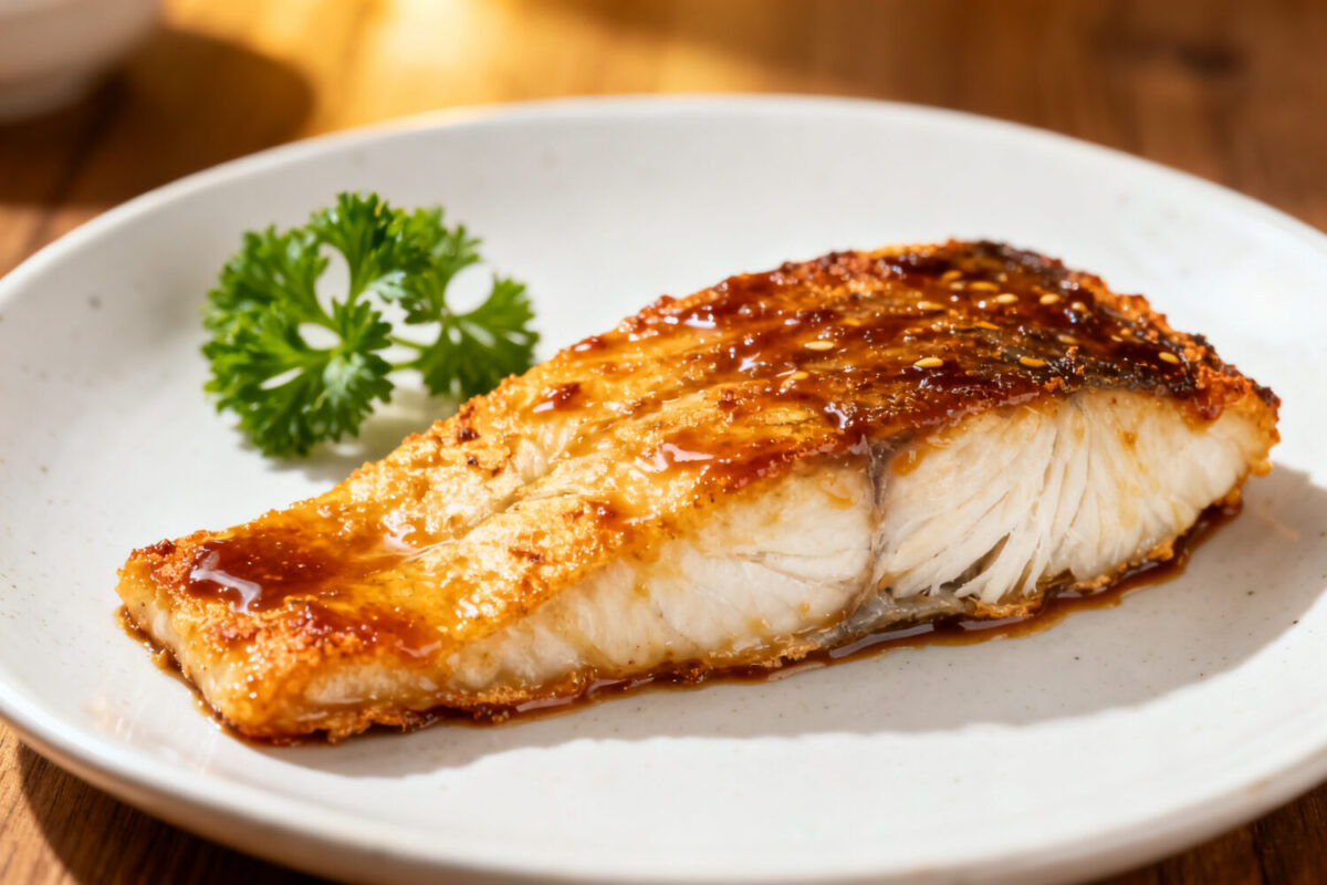 Air fryer miso cod with a caramelized miso glaze, flaky white fish, and rich umami flavor