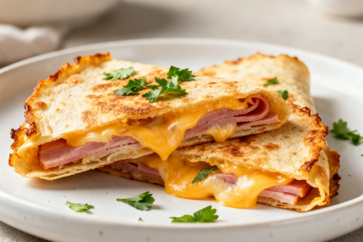 Crispy air fryer ham and cheese wraps filled with savory ham and melted cheddar cheese