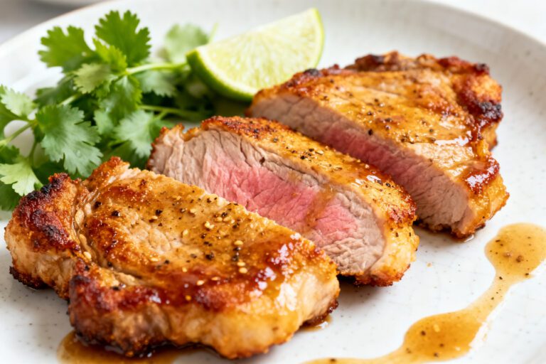 Air fryer Vietnamese pork chops with a caramelized marinade, juicy center, and bold savory flavor