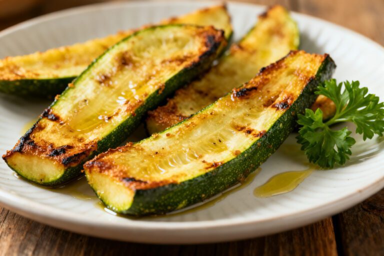 Air fryer zucchini wedges with crispy golden edges, tender centers, and a light herb seasoning