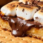 Air fryer smores dessert with toasted marshmallows, melted chocolate, and graham cracker layers
