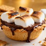 Air fryer mini smores pie with toasted marshmallows, melted chocolate filling, and a buttery pie crust