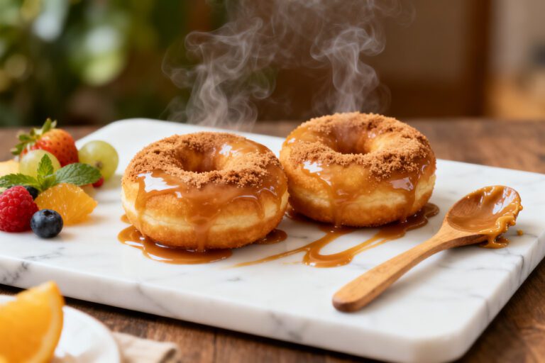 2 ingredient air fryer donuts with a fluffy texture, sweet glaze, and warm homemade bakery flavor