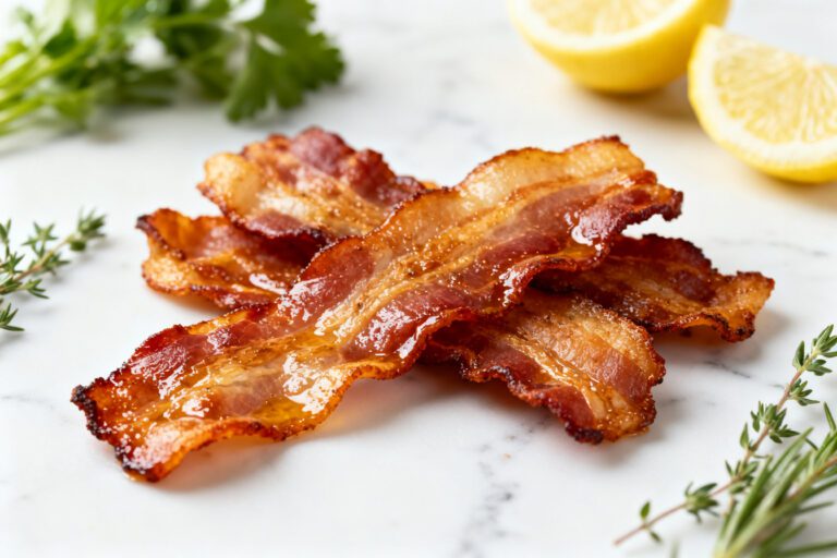 Million dollar air fryer bacon with crispy caramelized edges, sweet savory glaze, and perfectly cooked strips