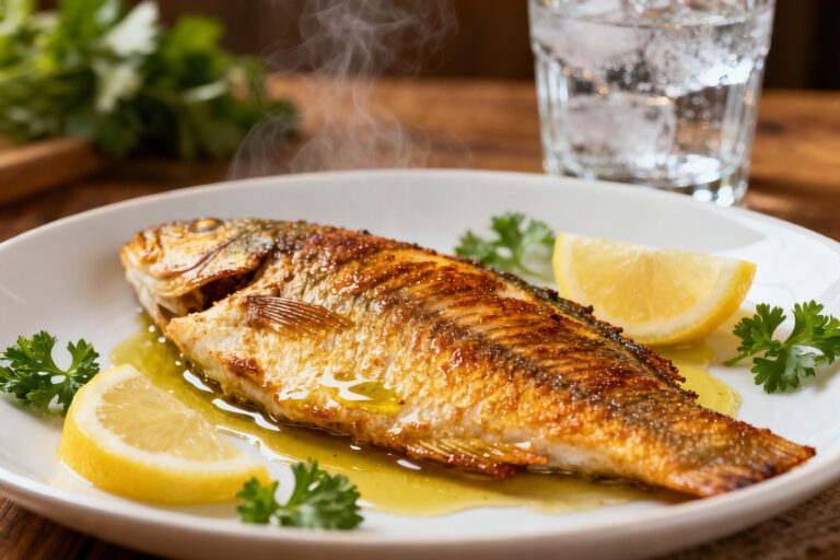 Easy air fryer tilapia with crispy golden skin, tender flaky fish, and fresh lemon wedges