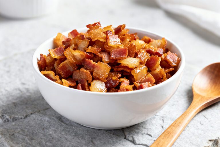 Air fryer bacon bits with crispy golden bacon pieces and rich smoky flavor perfect for toppings and recipes