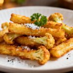 Air fryer cauliflower fries with crispy golden edges, tender cauliflower stems, and savory seasoning