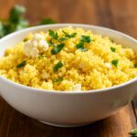 Air fryer cauliflower rice with fluffy roasted cauliflower, fresh herbs, and bright lemon flavor