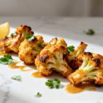 Air fryer cauliflower wings with crispy roasted florets, caramelized edges, fresh herbs, and a flavorful glaze