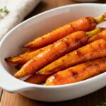 Air fryer honey balsamic carrots with tender roasted carrots coated in a sweet tangy balsamic glaze