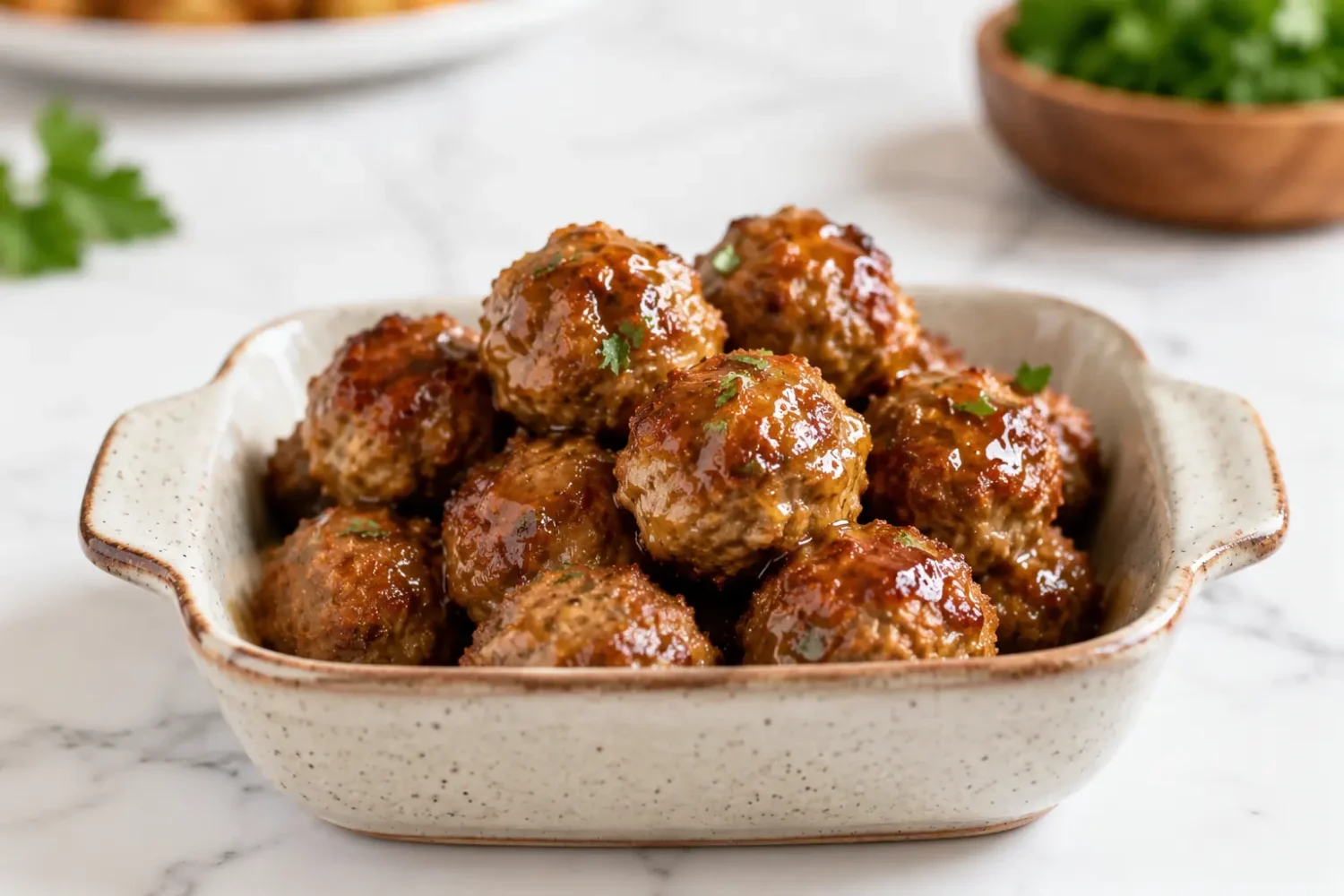 Air fryer pork bites with a crispy golden coating, juicy pork center, and sweet savory glaze