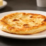 High protein cottage cheese flatbread made in the air fryer with a golden crispy exterior, fluffy layered texture, and protein packed cottage cheese dough, served as a satisfying snack or light meal.