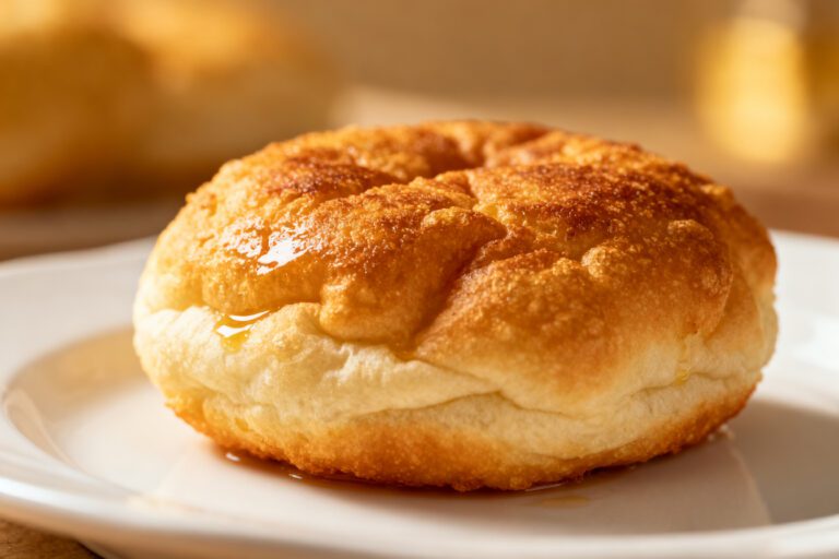 Air fryer fried bread with a crispy golden crust, soft fluffy center, and a light drizzle of honey, served as a quick breakfast, snack, or comforting side.